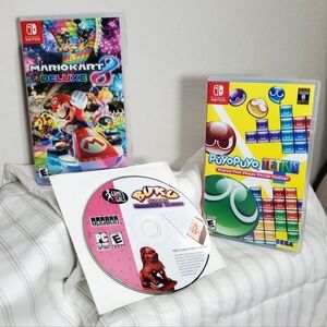 Nintendo Switch: Puyo Puyo Tetris. Mario Kart 8 Deluxe. Buku Sudoku Mahjongg Kak